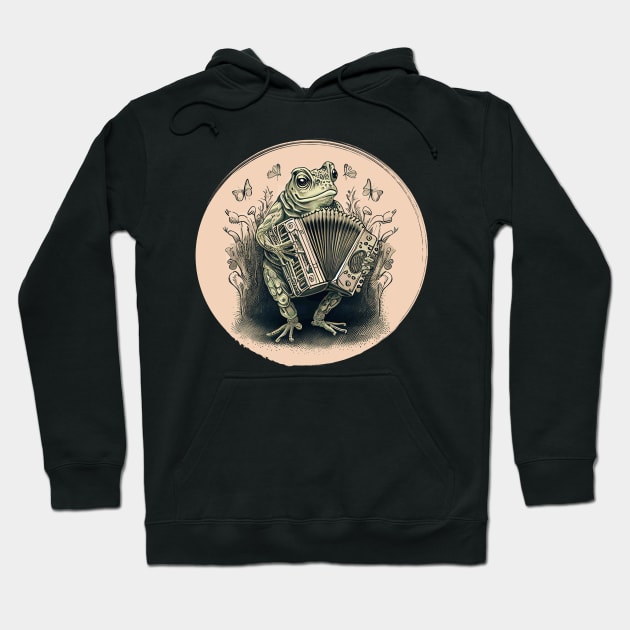 Cottagecore Frog With Accordion Hoodie by Apocatnipse Meow